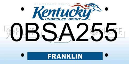 0BSA255 Kentucky License Plate