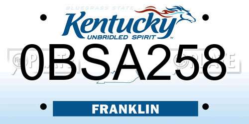 0BSA258 Kentucky License Plate