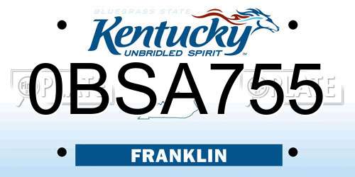 0BSA755 Kentucky License Plate