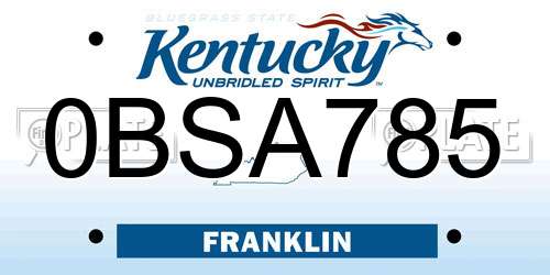 0BSA785 Kentucky License Plate