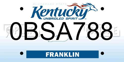 0BSA788 Kentucky License Plate