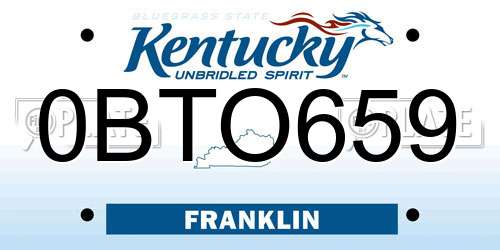 0BTO659 Kentucky License Plate