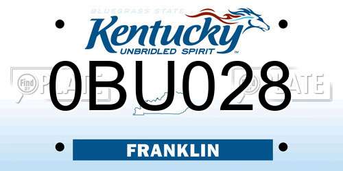 0BU028 Kentucky License Plate