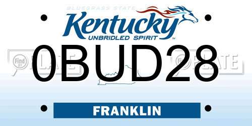 0BUD28 Kentucky License Plate