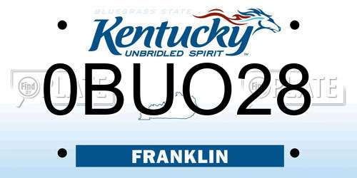 0BUO28 Kentucky License Plate