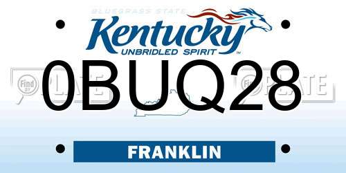 0BUQ28 Kentucky License Plate
