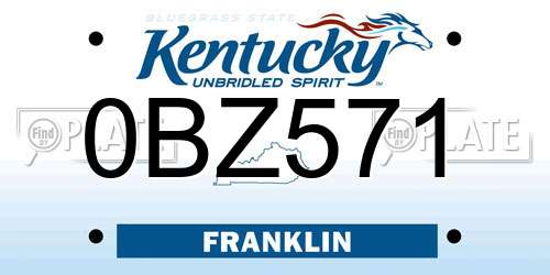 0BZ571 Kentucky License Plate