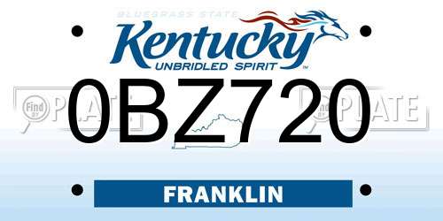 0BZ720 Kentucky License Plate