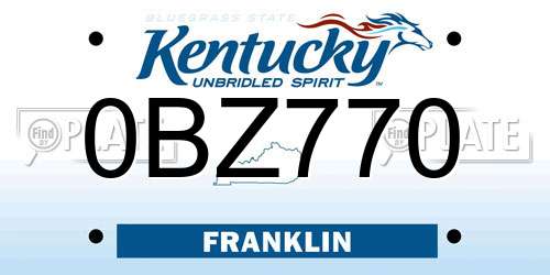 0BZ770 Kentucky License Plate