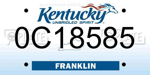 0C18585 Kentucky License Plate