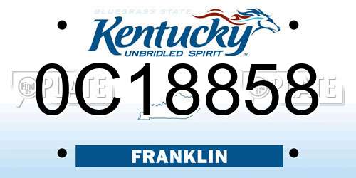 0C18858 Kentucky License Plate