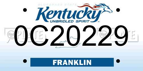 0C20229 Kentucky License Plate