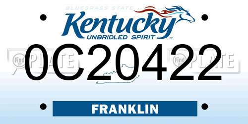 0C20422 Kentucky License Plate