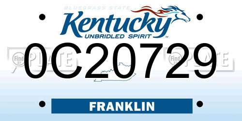 0C20729 Kentucky License Plate