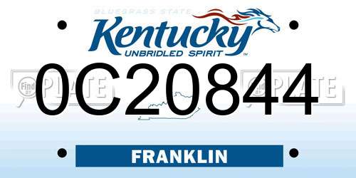 0C20844 Kentucky License Plate
