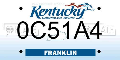 0C51A4 Kentucky License Plate