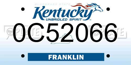 0C52066 Kentucky License Plate