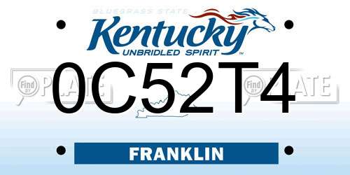 0C52T4 Kentucky License Plate