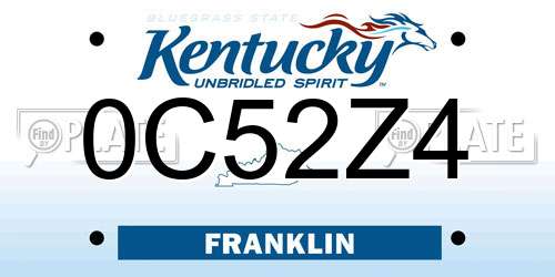 0C52Z4 Kentucky License Plate
