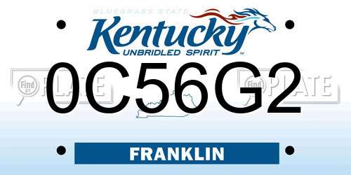 0C56G2 Kentucky License Plate