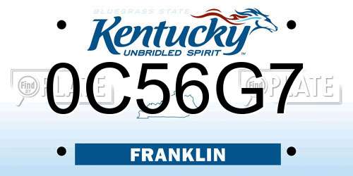 0C56G7 Kentucky License Plate