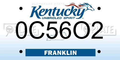 0C56O2 Kentucky License Plate