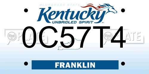 0C57T4 Kentucky License Plate
