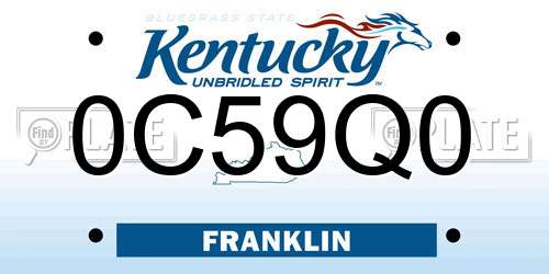 0C59Q0 Kentucky License Plate