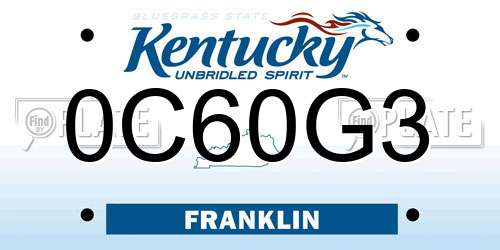 0C60G3 Kentucky License Plate