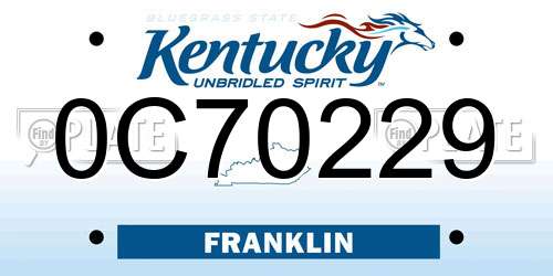 0C70229 Kentucky License Plate