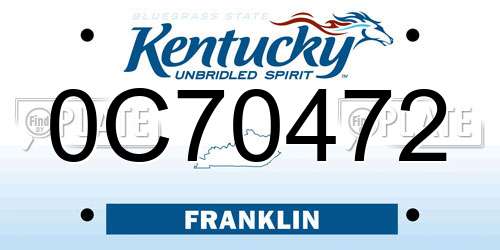 0C70472 Kentucky License Plate