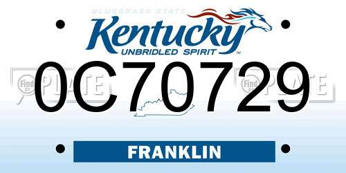 0C70729 Kentucky License Plate