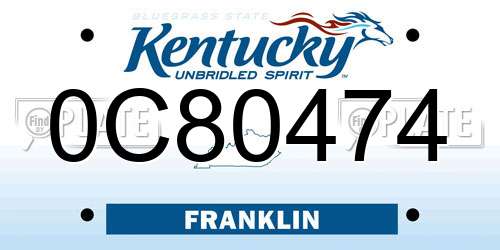 0C80474 Kentucky License Plate