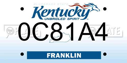 0C81A4 Kentucky License Plate