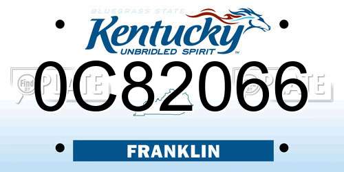 0C82066 Kentucky License Plate