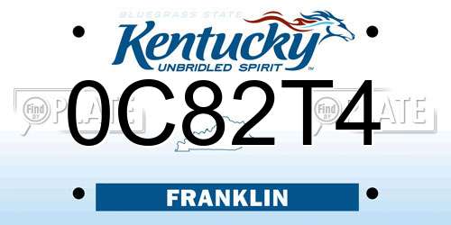 0C82T4 Kentucky License Plate