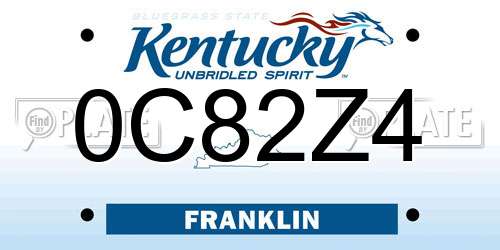 0C82Z4 Kentucky License Plate