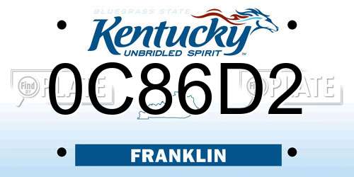 0C86D2 Kentucky License Plate