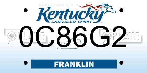 0C86G2 Kentucky License Plate