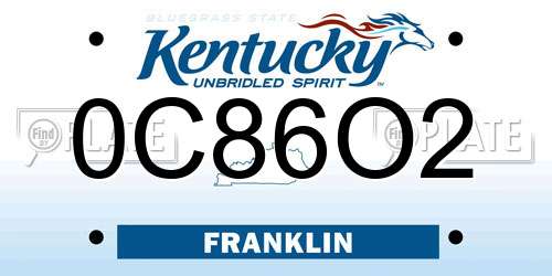 0C86O2 Kentucky License Plate
