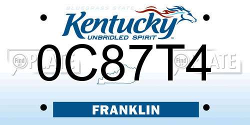 0C87T4 Kentucky License Plate