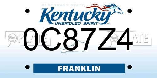 0C87Z4 Kentucky License Plate