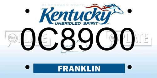 0C89O0 Kentucky License Plate
