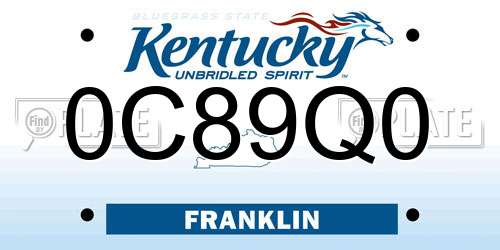 0C89Q0 Kentucky License Plate