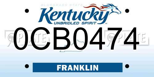 0CB0474 Kentucky License Plate