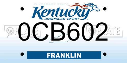 0CB602 Kentucky License Plate