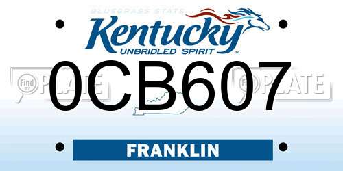 0CB607 Kentucky License Plate