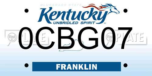0CBG07 Kentucky License Plate