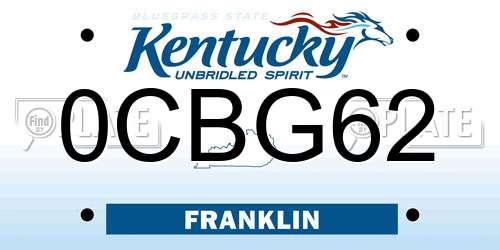 0CBG62 Kentucky License Plate