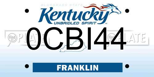 0CBI44 Kentucky License Plate